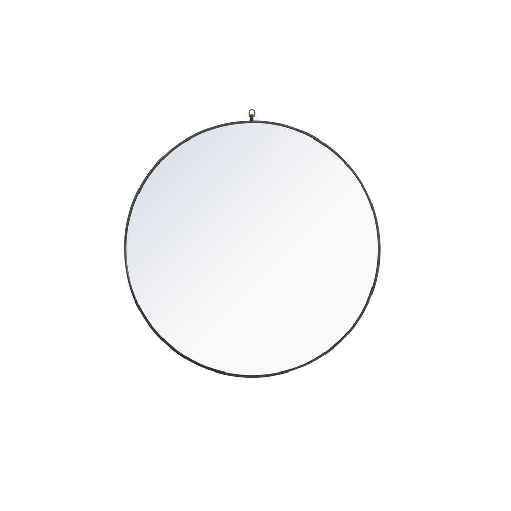 Alt View 8. Elegant Decor - Metal frame Round Mirror with decorative hook 48 inch Black finish - Black.