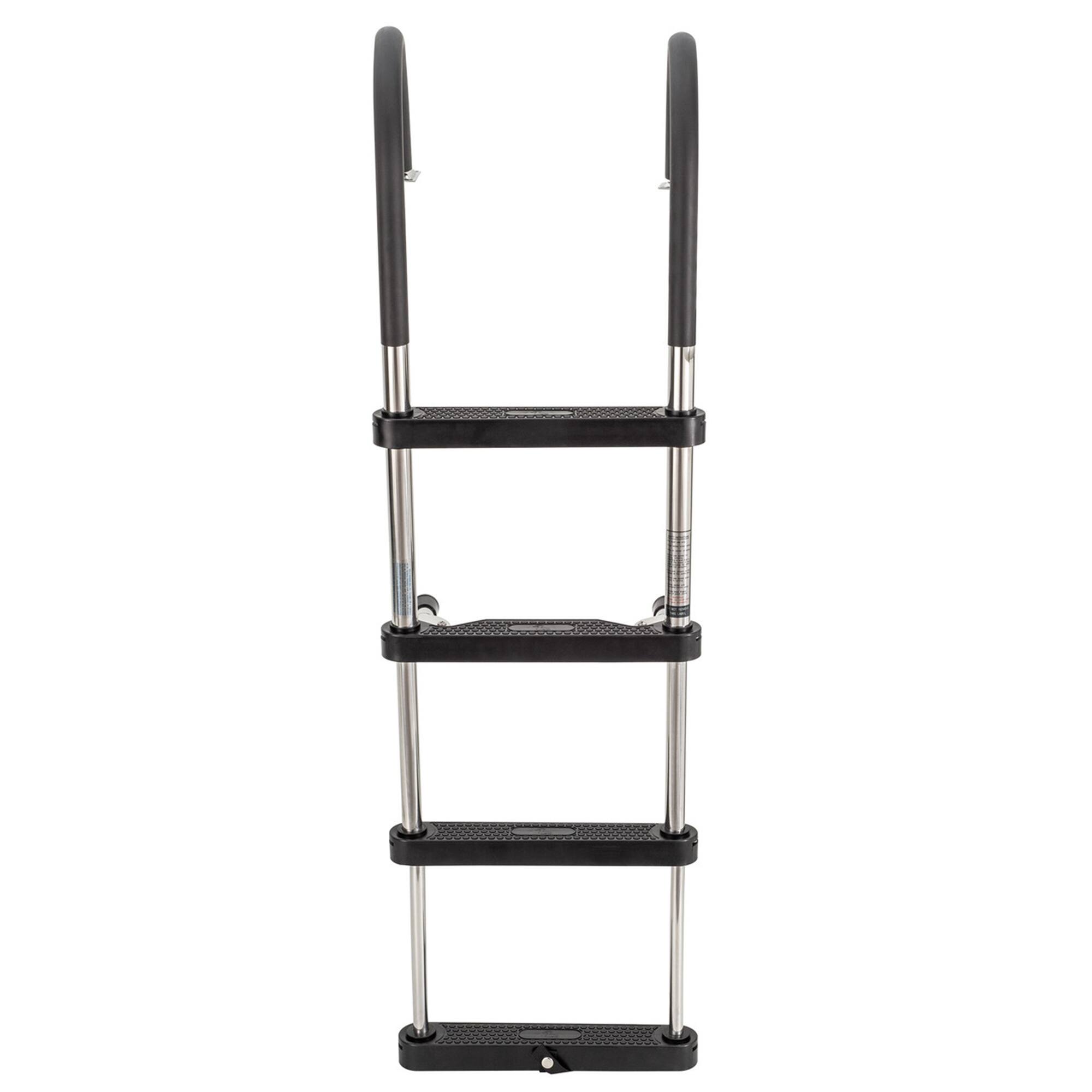 Alt View 8. RecPro - RecPro Compact Stainless Steel Heavy Duty 4 Step Pontoon Boat Boarding Ladder - Silver.