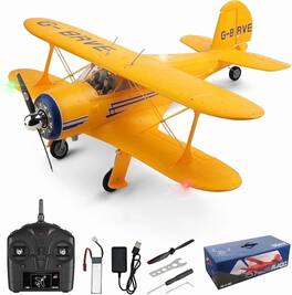 Topteng - Wltoys D-17 A300 Brushless RC Plane – 6G/3D Mode, LED Lights, 6-Axis Gyro, EPP, Fit for Beginners & Aerobatic Flying - Yellow