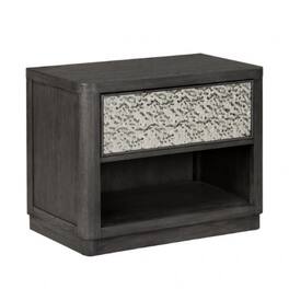 Manhattan Lane - Zoko Nightstand Table with 2 USB Ports, Metal Accents - Ash Gray