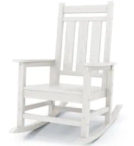 SERWALL - Oversized Outdoor Rocking Chair, HDPE All-Weather Patio Rocking Chairs for Porch - White