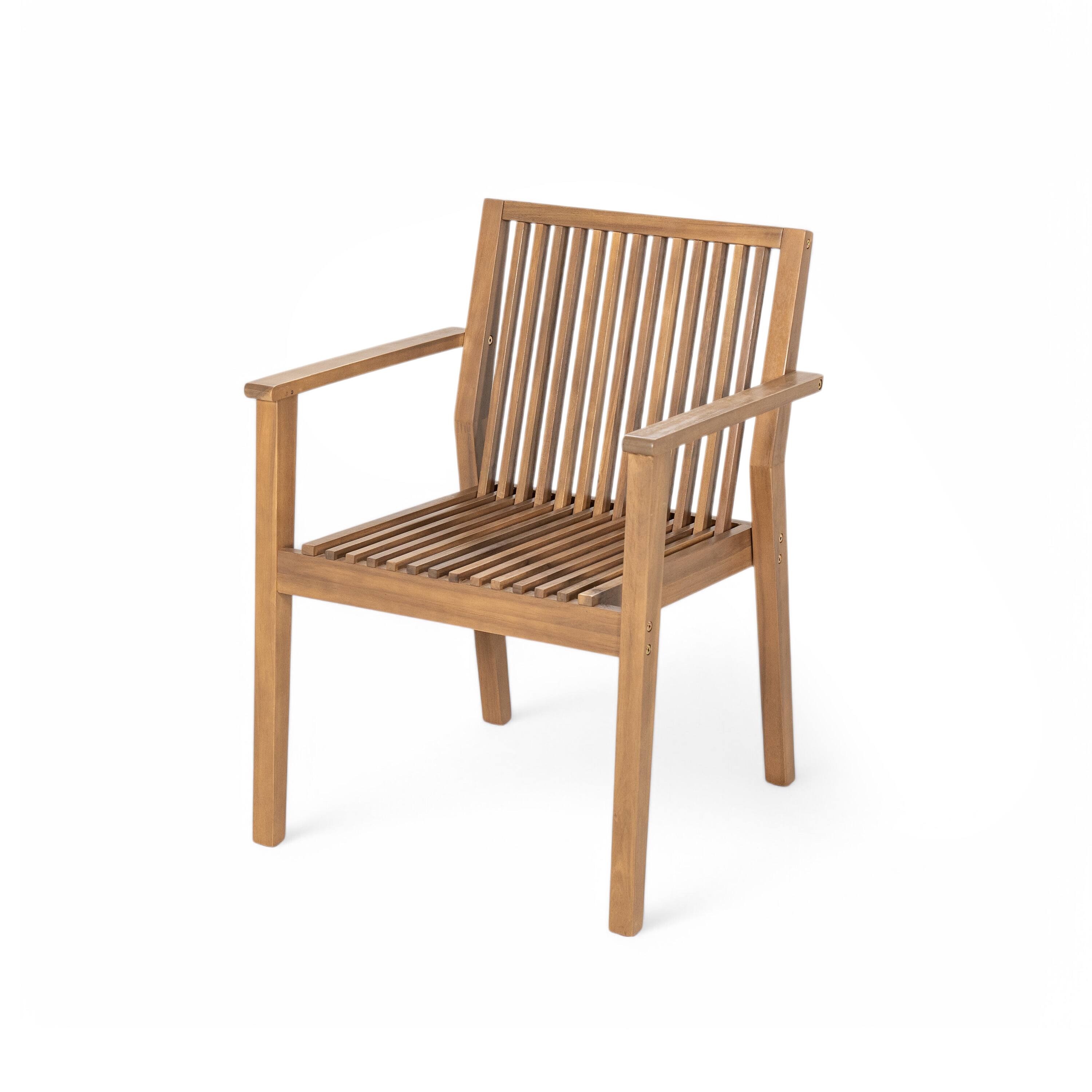Alt View 5. Whisen - Patio Dining Chairs Set of 2, Ergonomic Acacia Wood Outdoor Seating, 400 lbs Capacity - Beige|Brown.