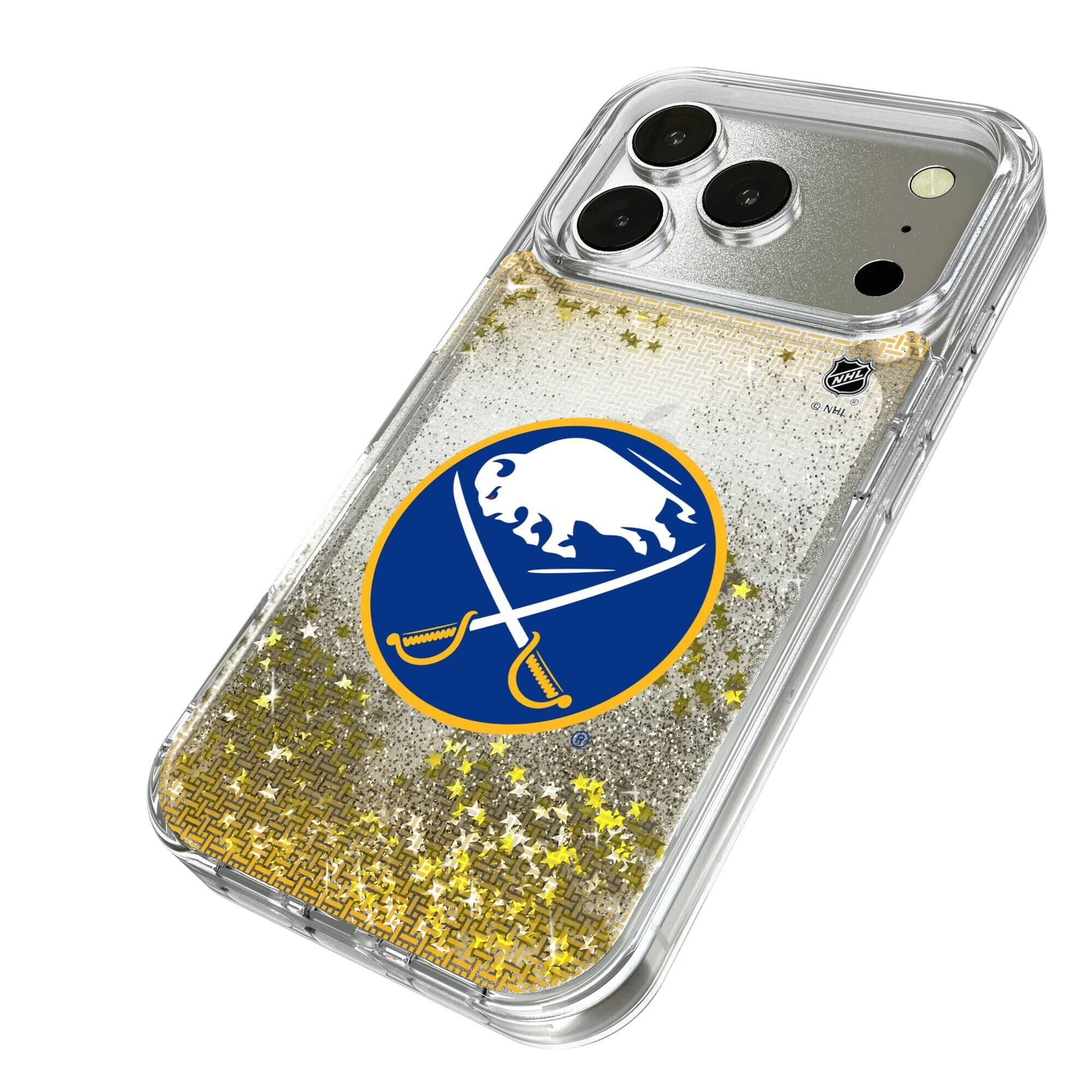 Alt View 1. Keyscaper - Buffalo Sabres Linen Logo iPhone Glitter Case - 14 - Multicolor.