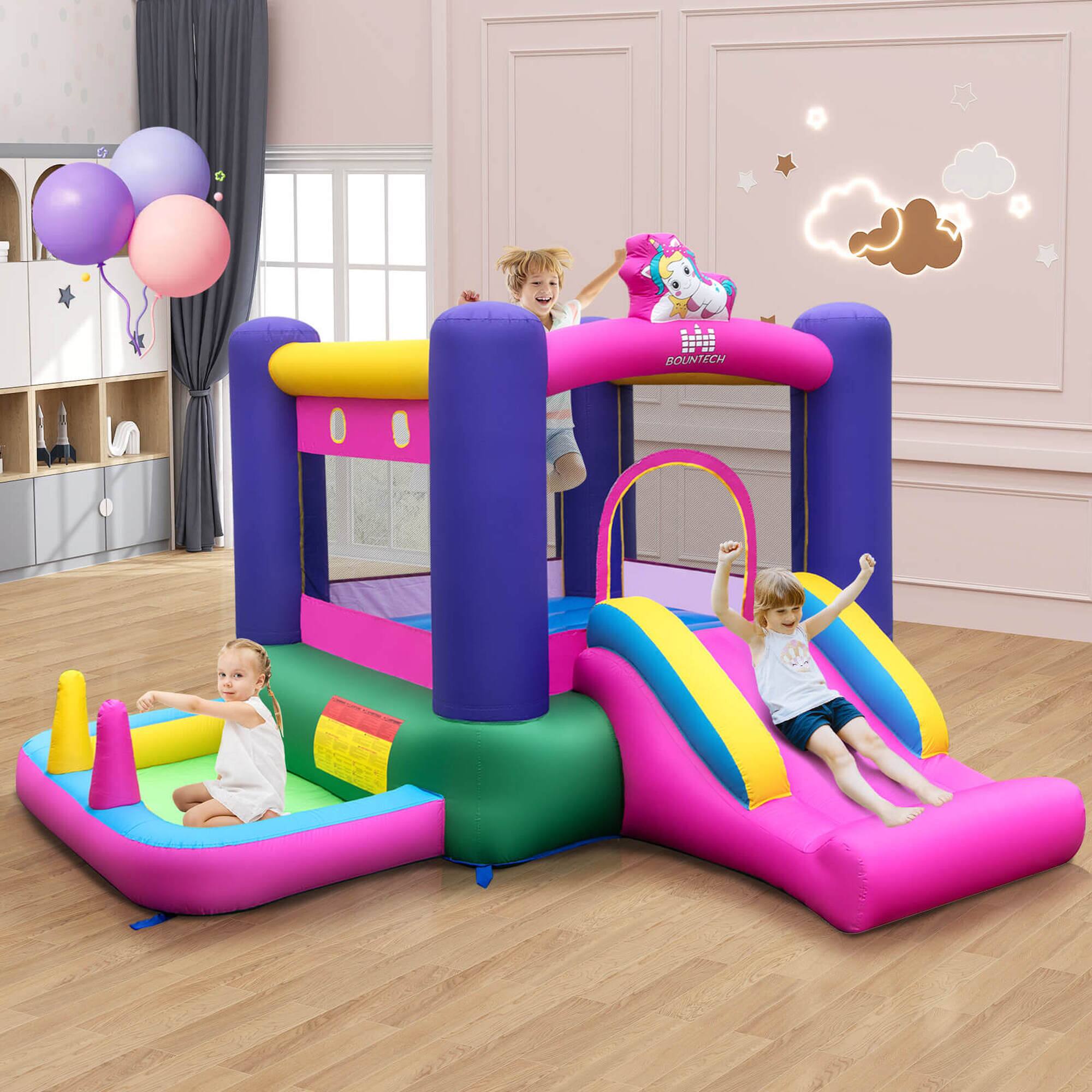 Alt View 1. Costway - Costway Inflatable Bounce House Kids 6-in-1 Jumping Castle with Slide Ball Pit  with 480W Blower - Multicolor.