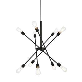 Living District - Axel 10 lights pendant with hanging rod - Black