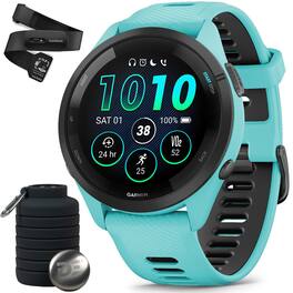 Garmin - Forerunner 265 GPS Smartwatch Aqua/Black + Bottle & Heart Rate Strap XS-S - Black/Aqua - (2023)