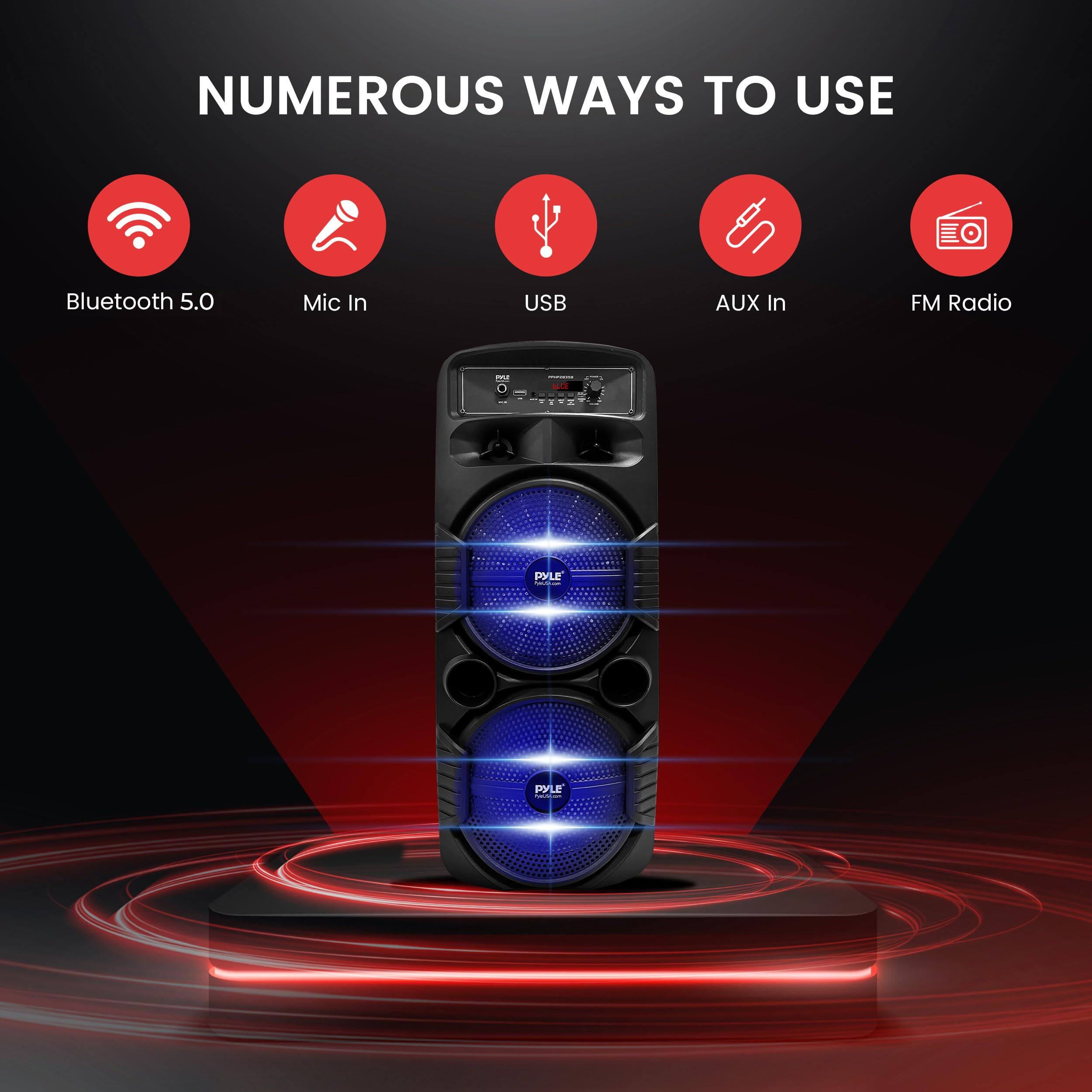 NUMEROUS WAYS TO USE

- Bluetooth 5.0
- Mic In
- USB
- AUX In
- FM Radio
