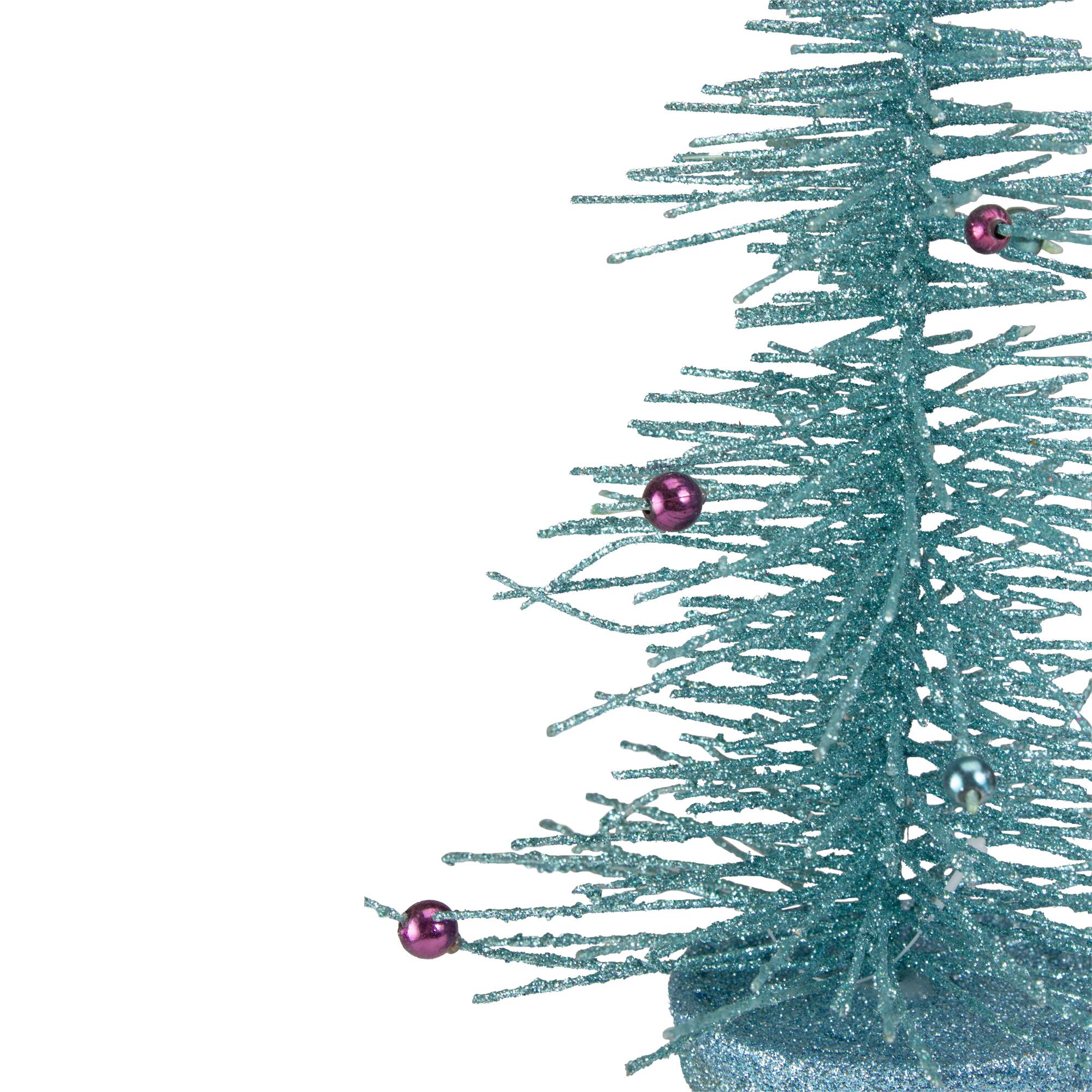 Alt View 2. Allstate - 11" Potted Glittered Spike Tabletop Artificial Christmas Tree – Unlit - Blue.