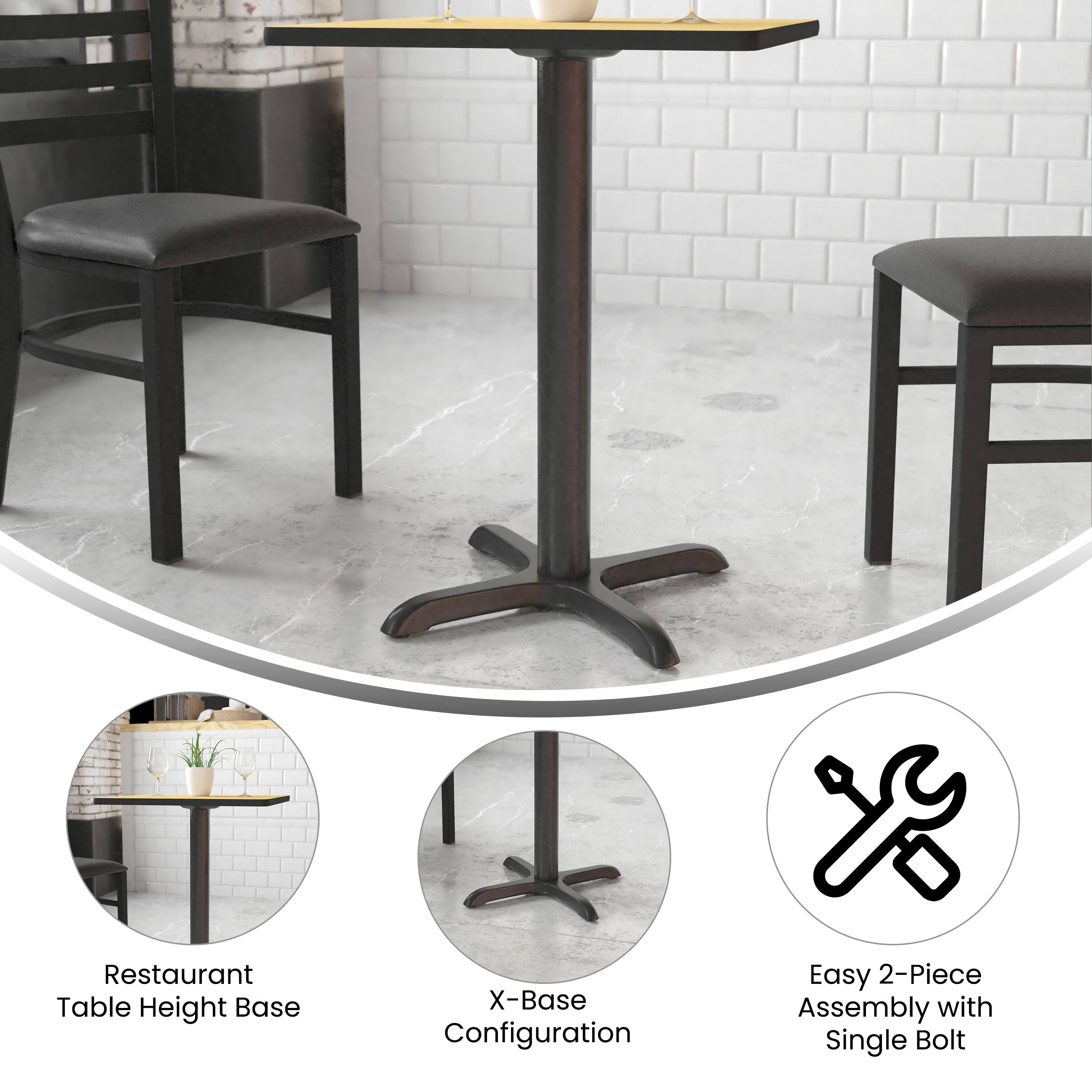 Restaurant Table Height Base  
X-Base Configuration  
Easy 2-Piece Assembly with Single Bolt