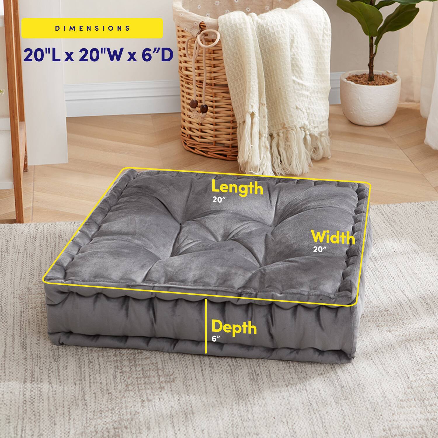 DIMENSIONS  
20"L x 20"W x 6"D  

Length 20"  
Width 20"  
Depth 6"