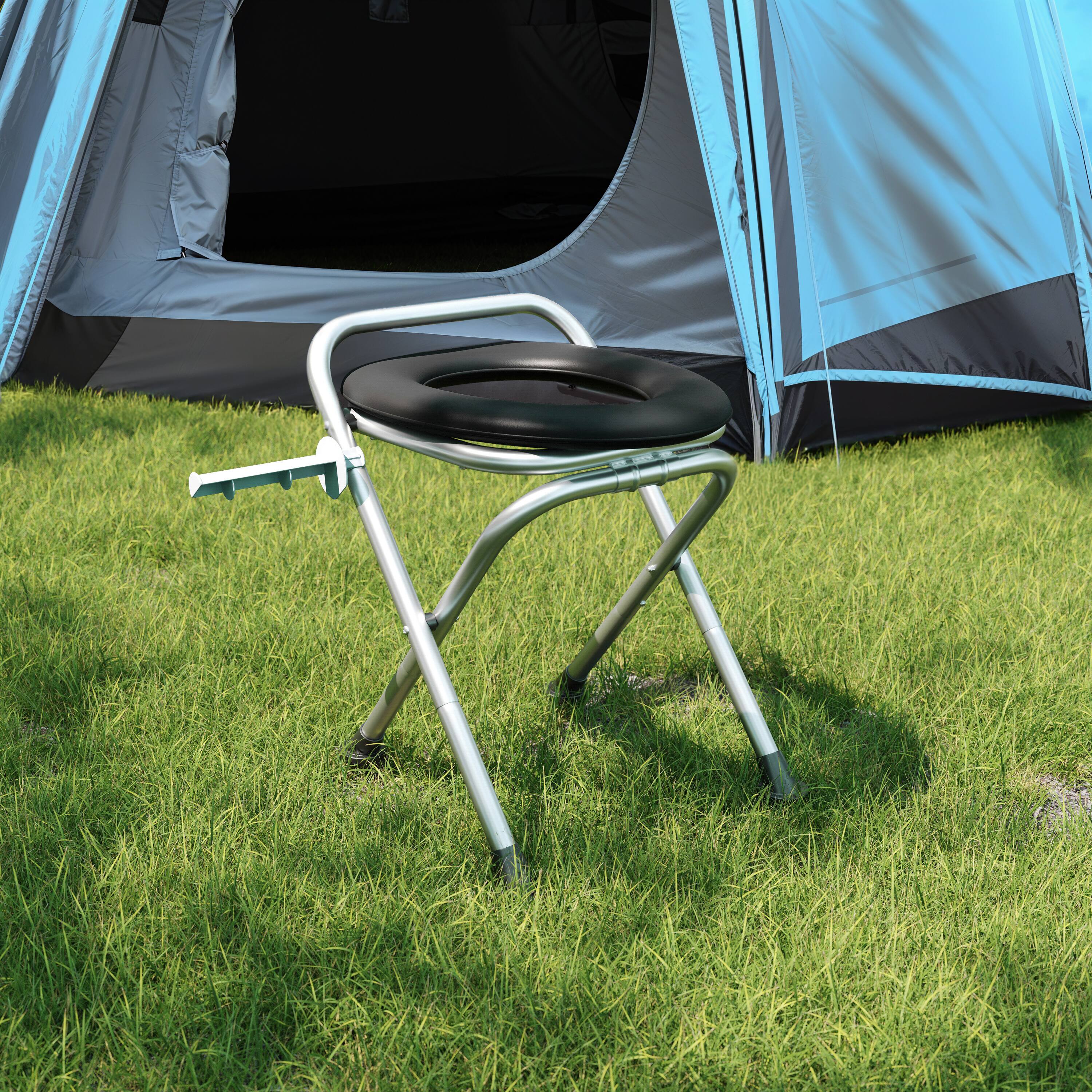 Alt View 1. Emma + Oliver - Portable Folding Travel Toilet with Cushioned Seat and Non-Slip Feet - Silver/Black.