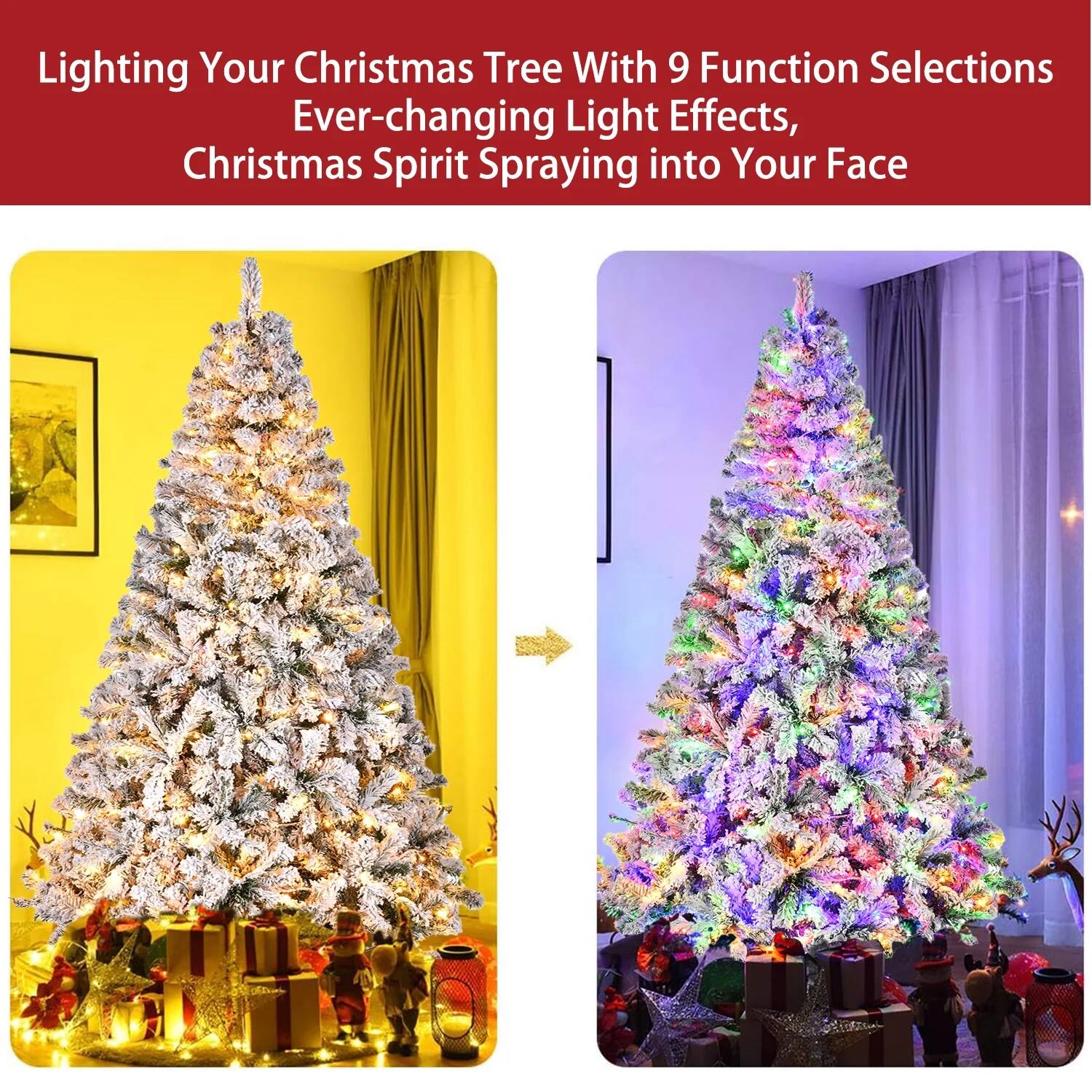 Lighting Your Christmas Tree With 9 Function Selections  
Ever-changing Light Effects,  
Christmas Spirit Spraying into Your Face