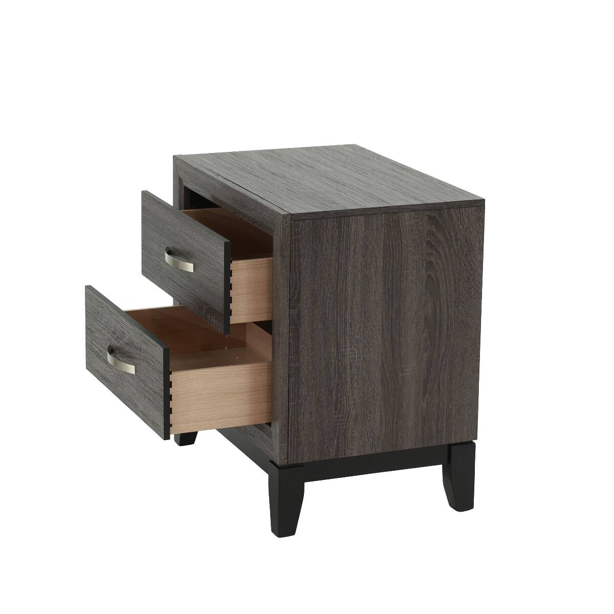 Alt View 7. Loheer - Loheer Rustic Gray Oak Nightstand, Two Drawer Bedside Cabinet for Modern Bedrooms - Gray.