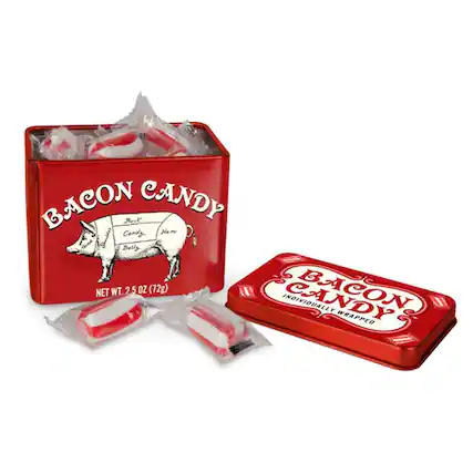 Bacon Candy
Rich Candy Ham
Belly Shoulder
NET WT. 2.5 OZ (72g)
INDIVIDUALLY WRAPPED