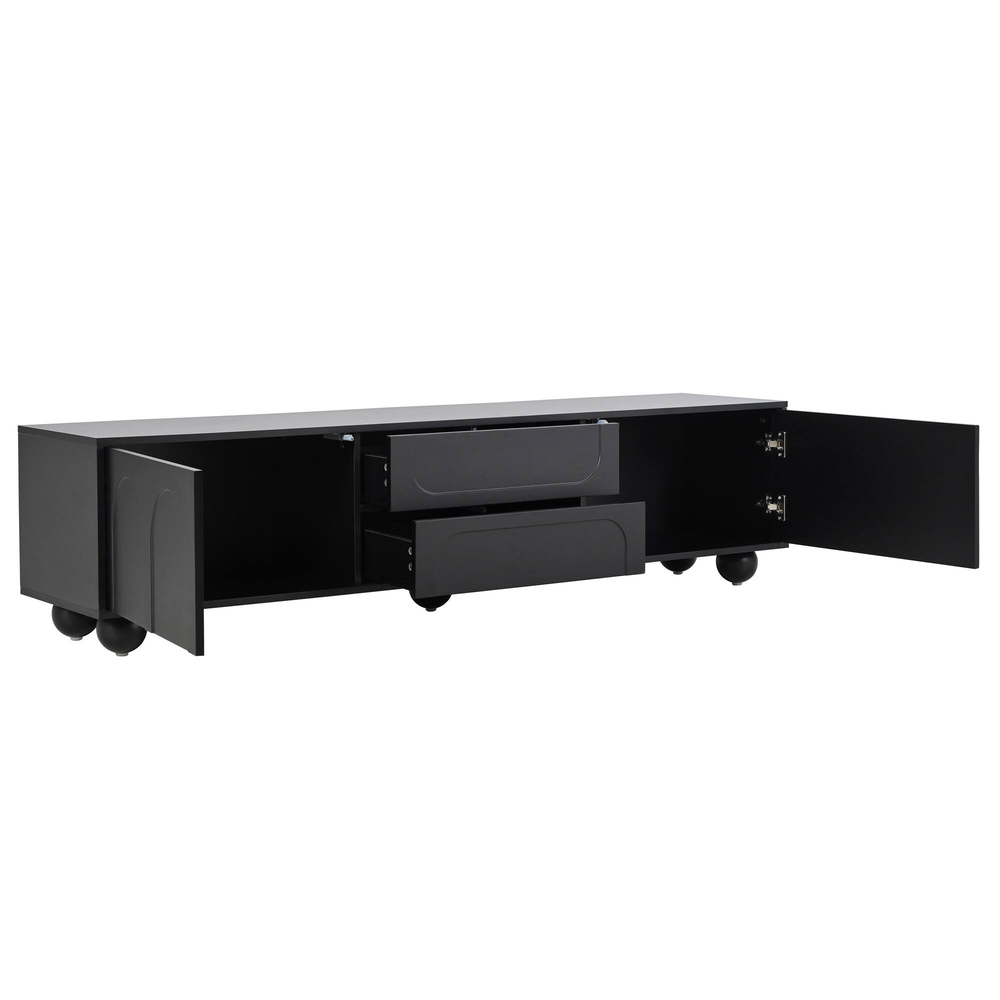 Alt View 6. CheryLife - 69.6 in.Black TV Stand With Arched Doors and 2 Drawers for TVs up to 75" - Black.
