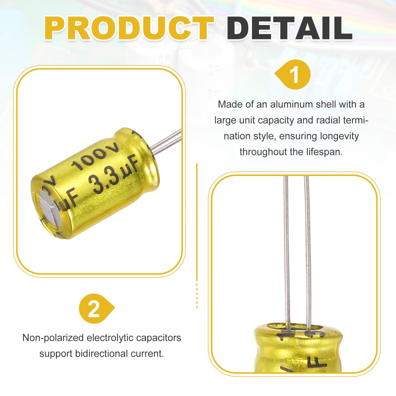 PRODUCT DETAIL

BSY 01 15.C 10 1 ASTC

Made of an aluminum shell with a large unit capacity and radial termination style, ensuring longevity throughout the lifespan.

100v 3.3uF

Non-polarized electrolytic capacitors support bidirectional current.