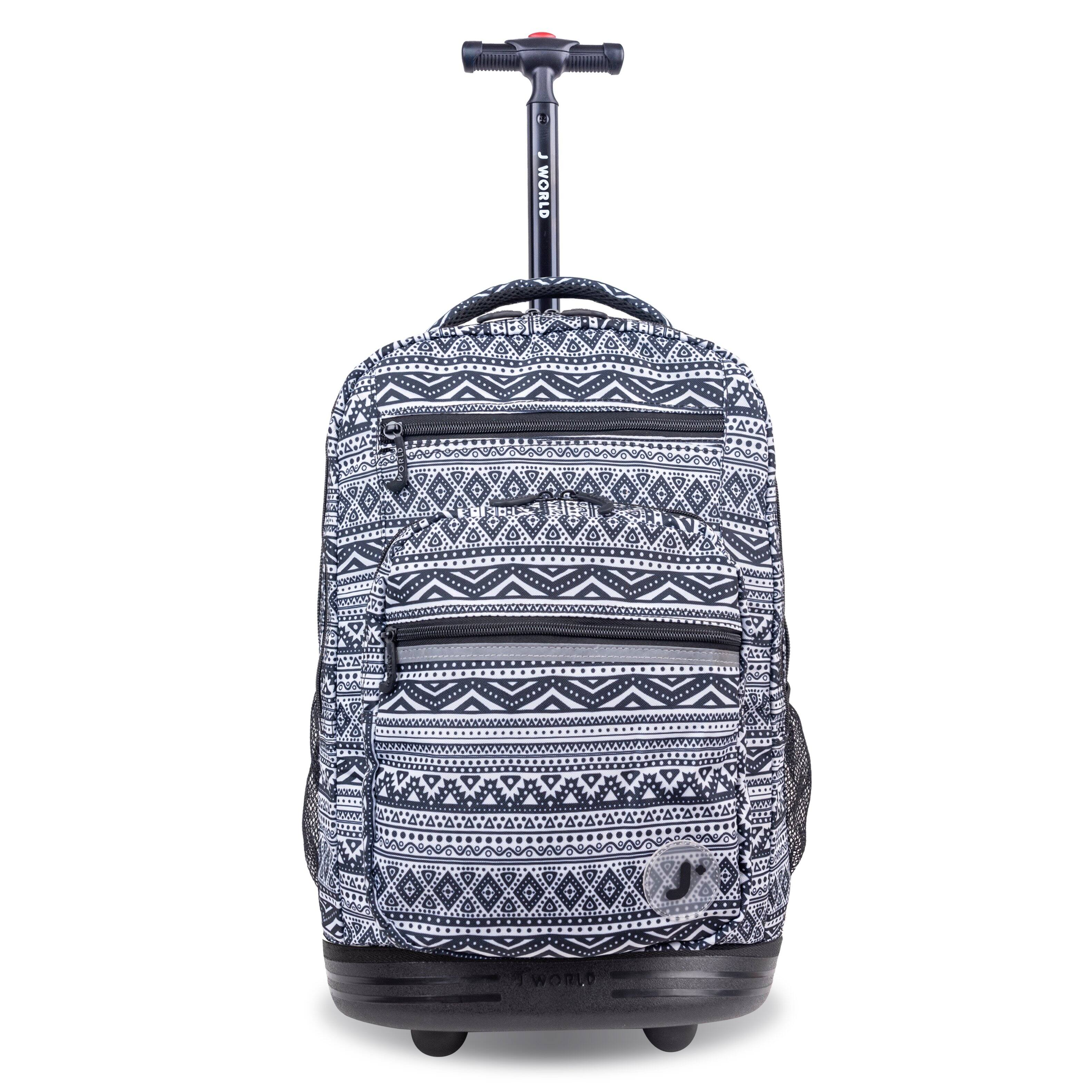 J World - Unisex Sundance 20" Rolling Backpack with Laptop Sleeve for School and Travel - TRIBAL