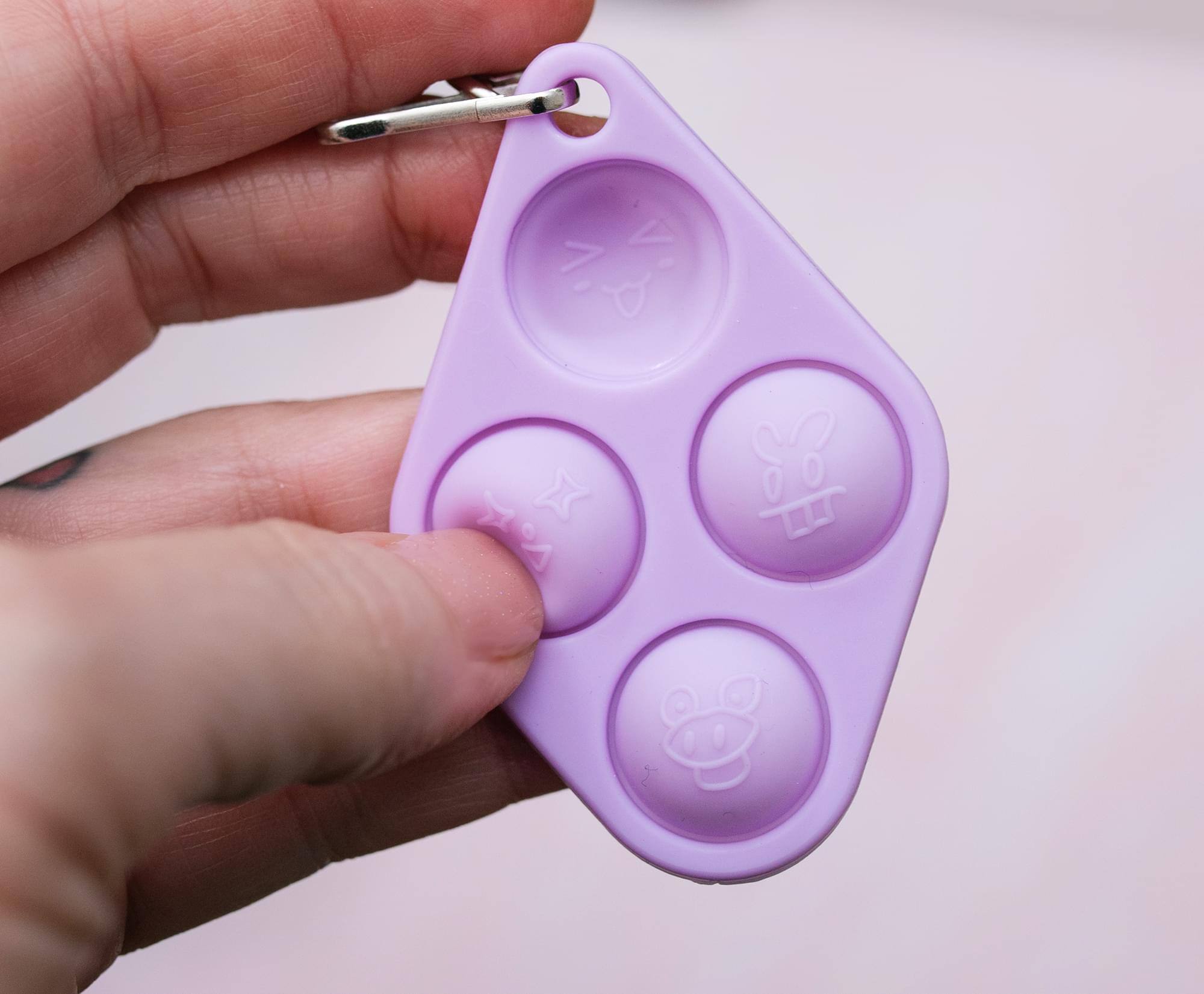 Alt View 10. Toynk - Pop Fidget Toy Purple 4-Button Silicone Keychain Accessory - Purple.