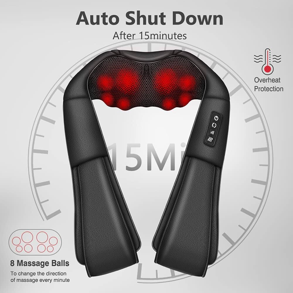 Auto Shut Down  
After 15 minutes  

Overheat Protection  

8 Massage Balls  
To change the direction of massage every minute