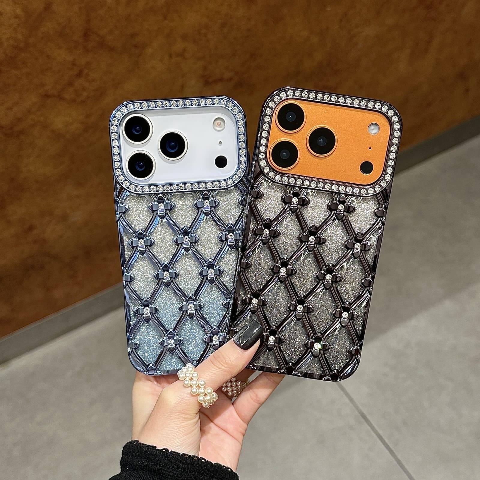 Alt View 1. UUCOVER - Luxury Electroplated Bling Glitter Case for Apple iPhone 18 Pro Max, Shockproof Sparkle Rhinestone Diamond Flower Cover - Purple.