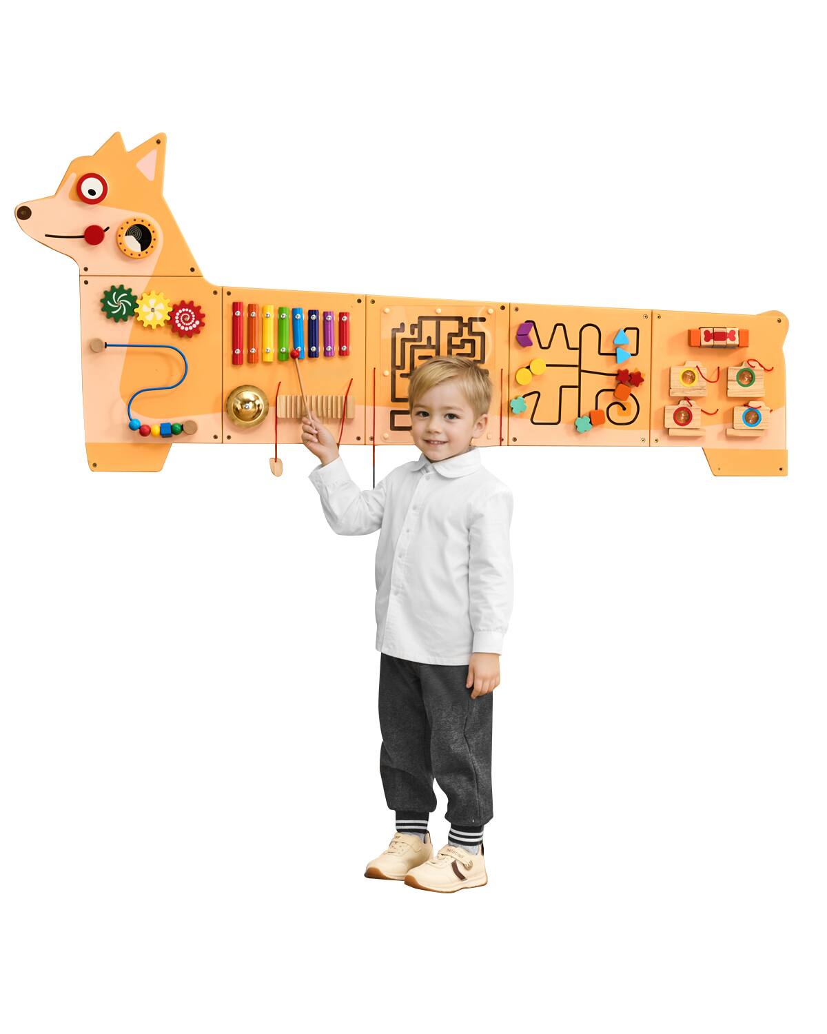 Front. VEVOR - Puppy Activity Wall Busy Board Panels, 12 Activities, Montessori Sensory Wall Toy for Kids 3-12 Years.