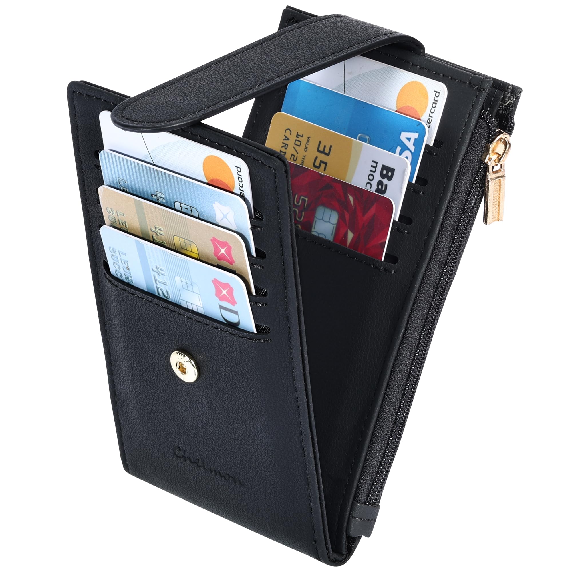 Alt View 3. Jadie Link - Womens Wallet Slim Rfid Blocking Bifold Multi Card Case Zipper Pocket black Smooth Refined Material Crafted high-quality - Deep Brown.