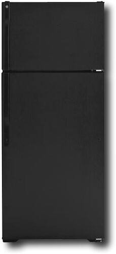 Front Standard. GE - 18.2 Cu. Ft. Frost-Free Top-Freezer Refrigerator - Black-on-Black.