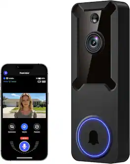Core Tech - 1080p Smart Wi-Fi Video Doorbell with AI Human Detection, Two-Way Audio, Night Vision & Mobile Alerts - Black
