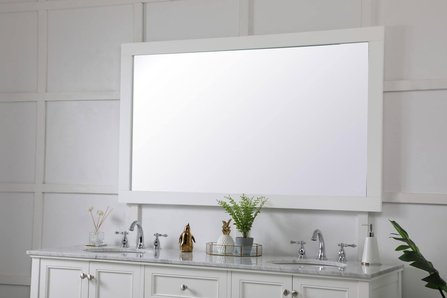 Alt View 1. Elegant Decor - Aqua rectangle vanity mirror 60 inch in White - White.