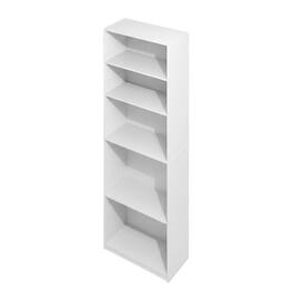 FurniFact - 5-Tier Adjustable Shelf Bookcase with Wooden Construction - White