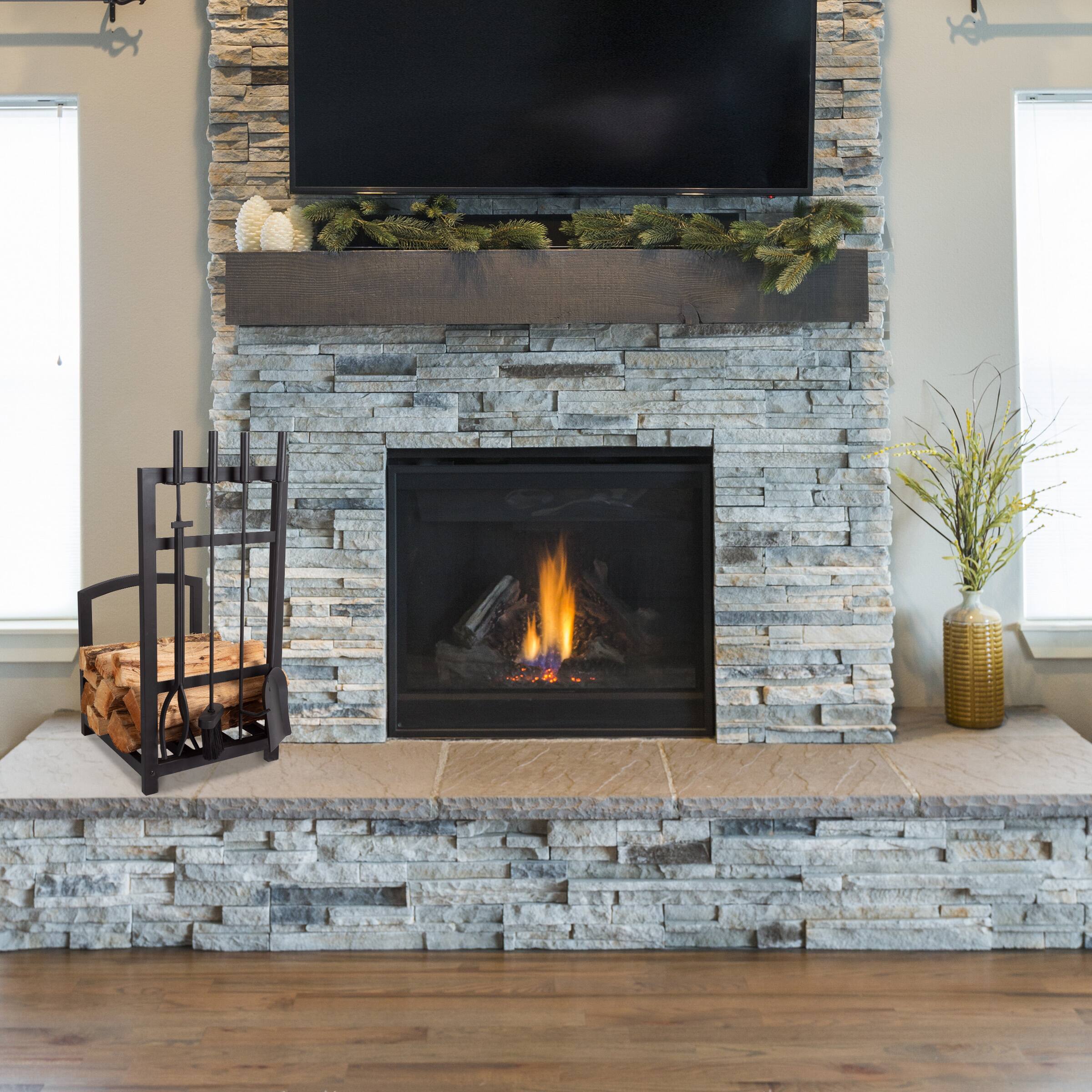 Angle. Lavish Home - 5-Piece Firewood Rack Set.