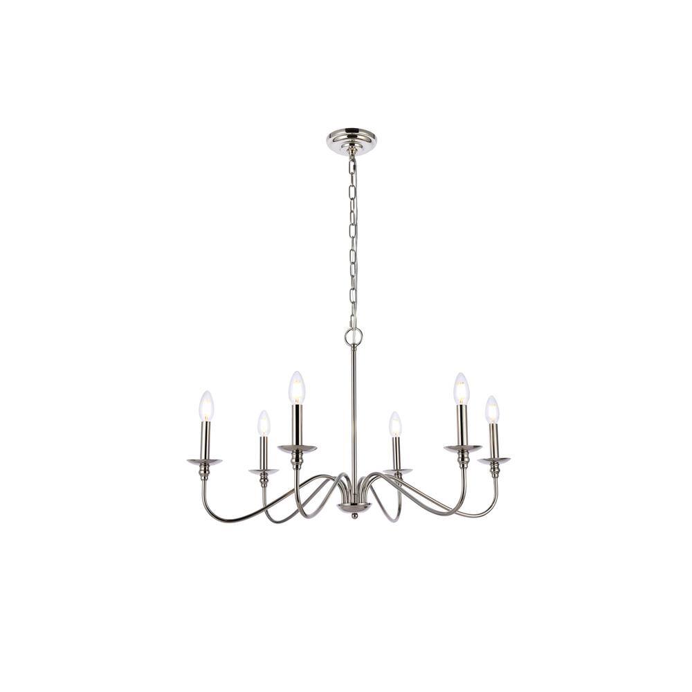 Alt View 5. Living District - Rohan 30 inch chandelier in polished nickel - Polished Nickel.