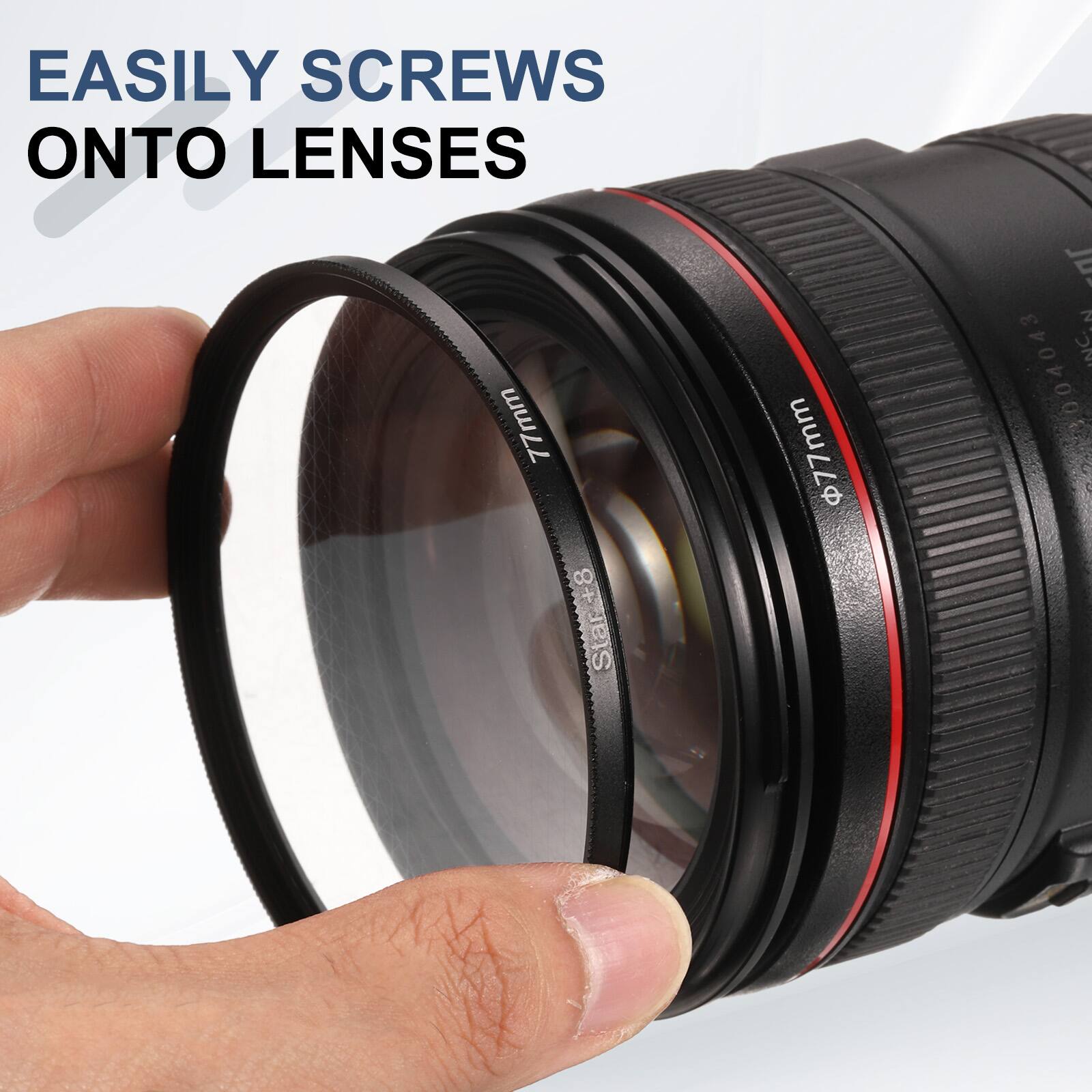 EASILY SCREWS ONTO LENSES

77mm +8 Star+8 77mm

A le 004043