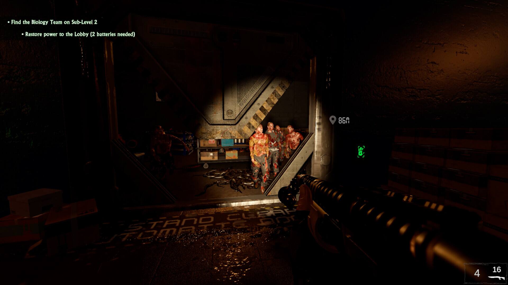 Find the Biology Team on Sub-Level 2  
- Restore power to the Lobby (2 batteries needed)  

86%  

CLSAP BD TOMAATE STAND T.C 4 16