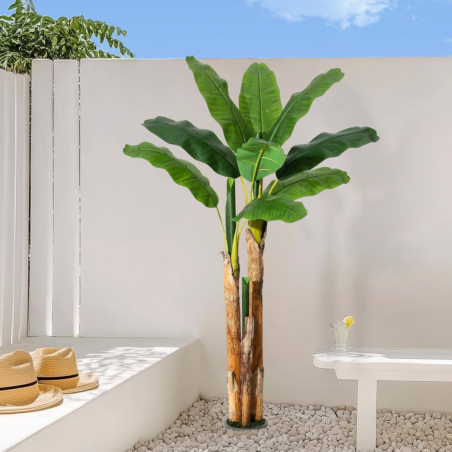 Alt View 4. Acekool - 5 ft Artificial Banana Tree ,Large Artificial Tree Faux Plants for Home Office Outdoor Decor - Green.