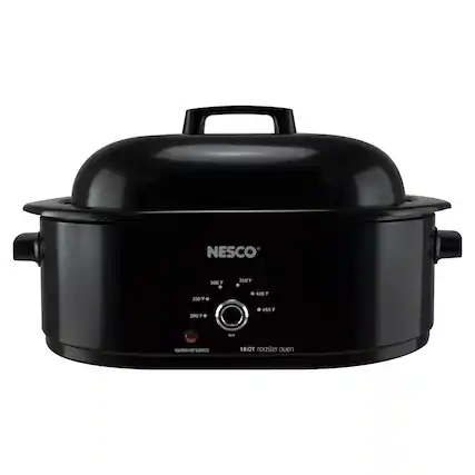 NESCO 300 1 350F 250F 400F 200F 450F CAUTION HOT SURFACE 18QT roaster oven
