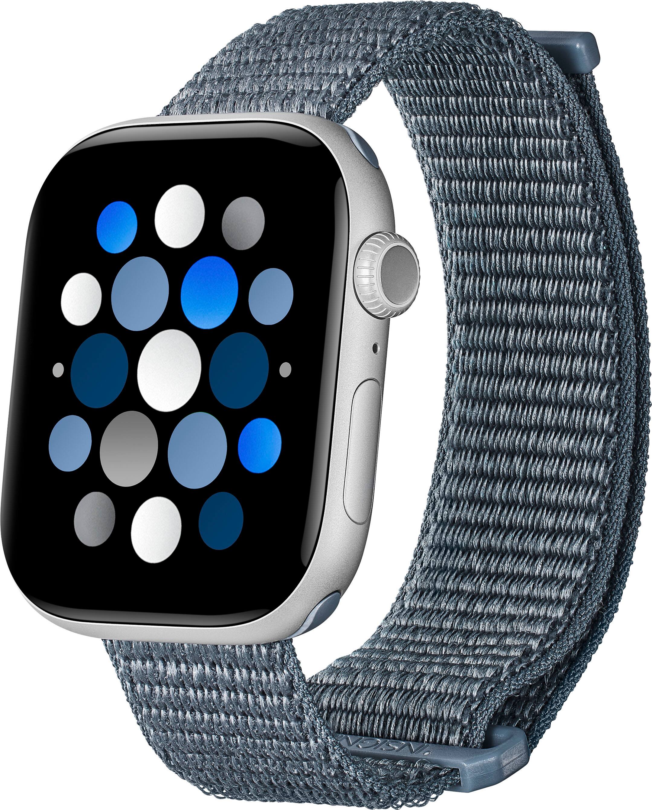 Left. Insignia™ - Active Nylon Band for Apple Watch 42mm, 44mm, 45mm, 46mm Series 10, SE, Ultra 49mm and Ultra 2 49mm - Dark Slate.