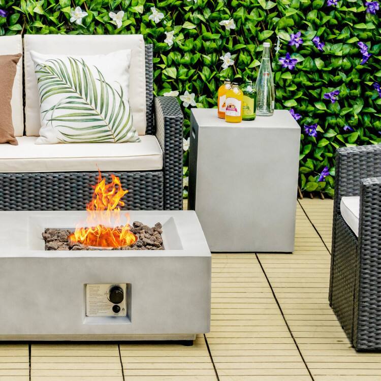 Left. Mondawe - Propane Tank Cover Hideaway Table for Standard 20 Pounds Propane Tank - Grey.