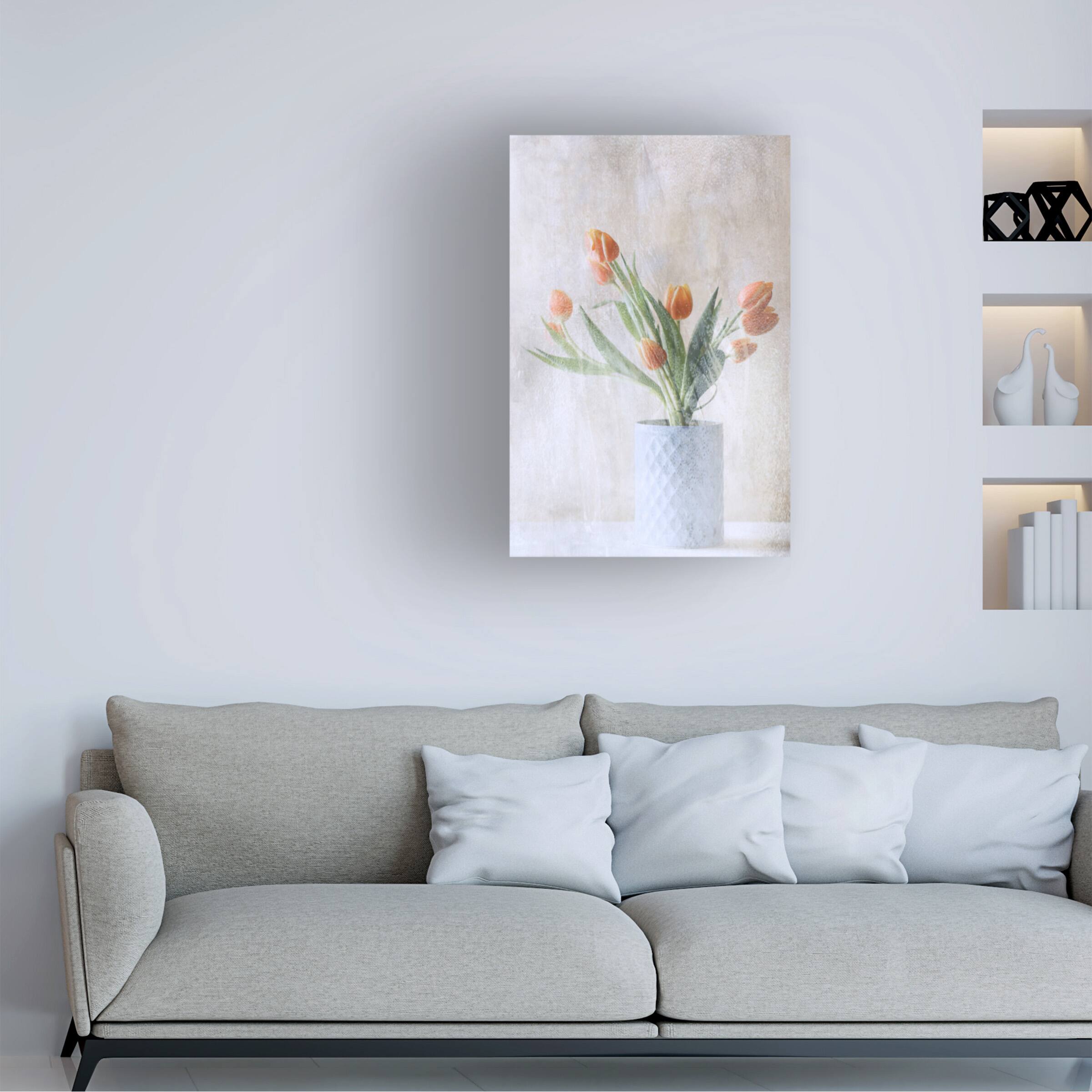 Back. Trademark Fine Art - Delphine Devos A Bunch Of Tulips Canvas Art - 16 x 24 Inches - 16x24 - Multicolor.