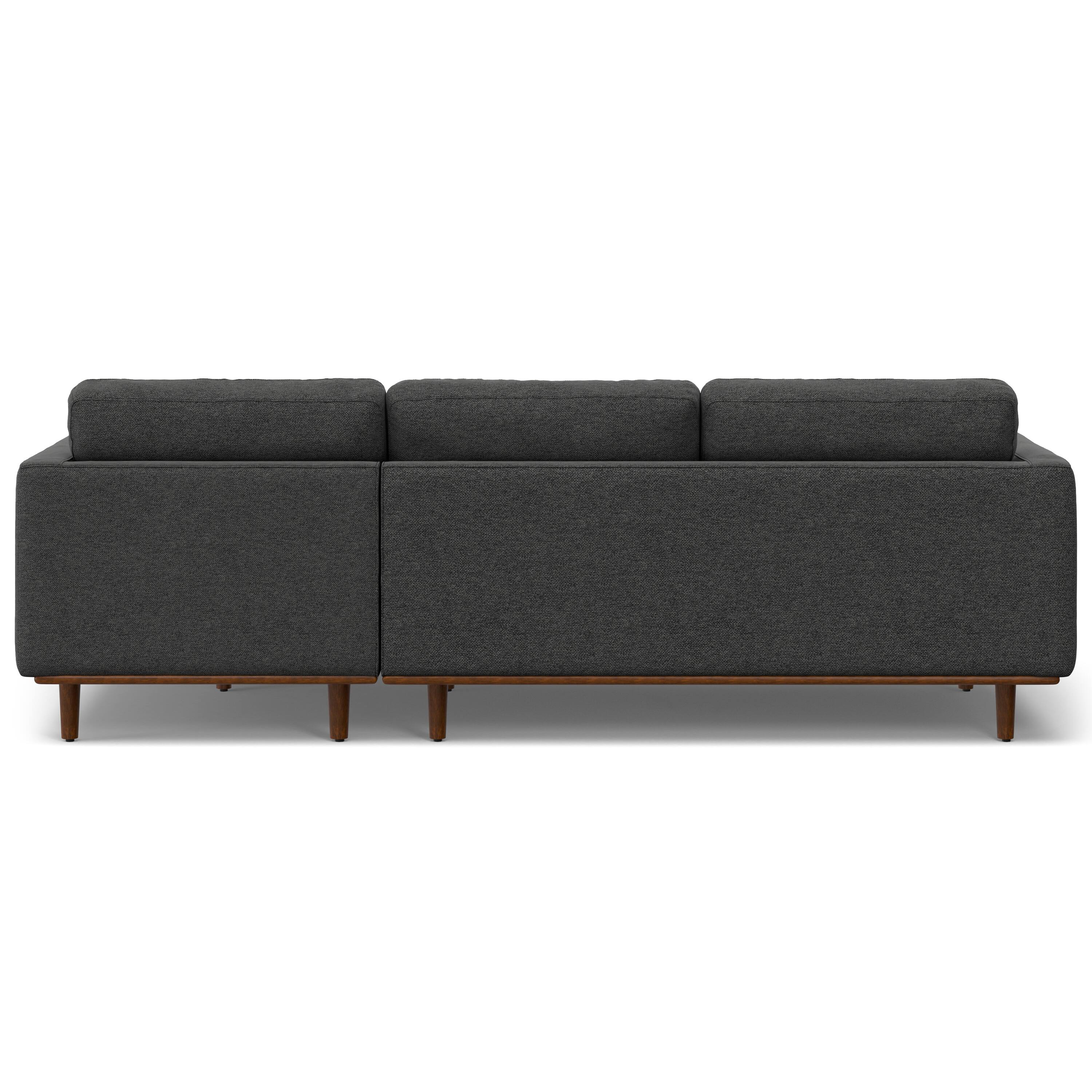 Alt View 2. Simpli Home - Morrison Mid Century Right Sectional 102 inch Wide Sofa Sectional in Charcoal Grey Tightly Woven Performance Fabric - Charcoal Grey.