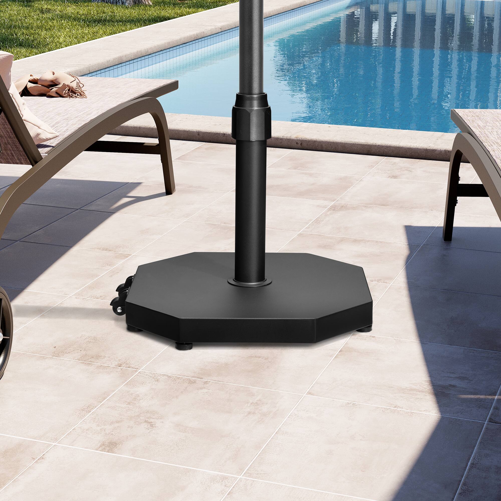 Angle. Crestlive Products - Crestlive Products 40 Lb. Cement Patio Market Umbrella Base With Wheels - Black.