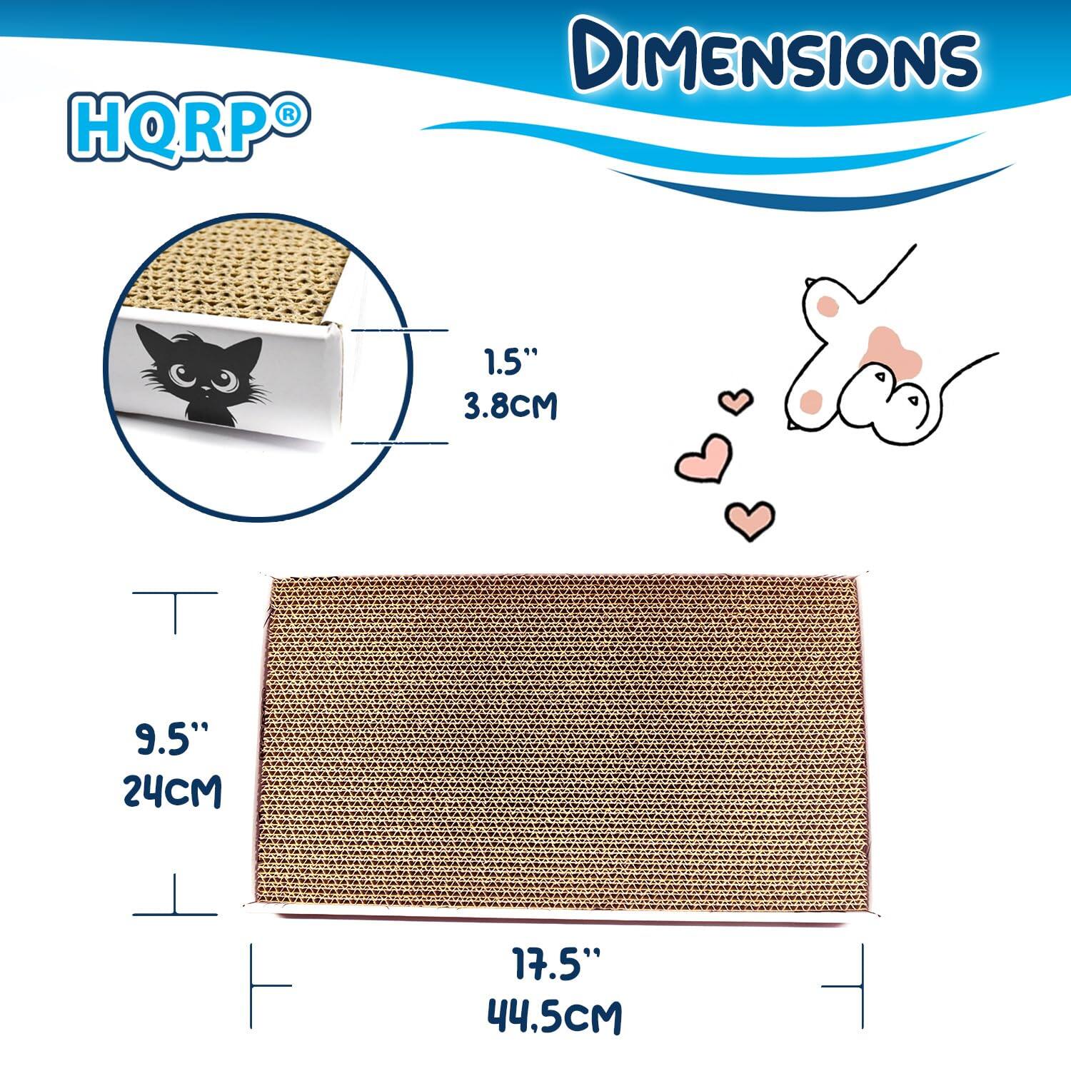 HQRP DIMENSIONS  
1.5" 3.8CM  
9.5" 24CM  
17.5" 44.5CM