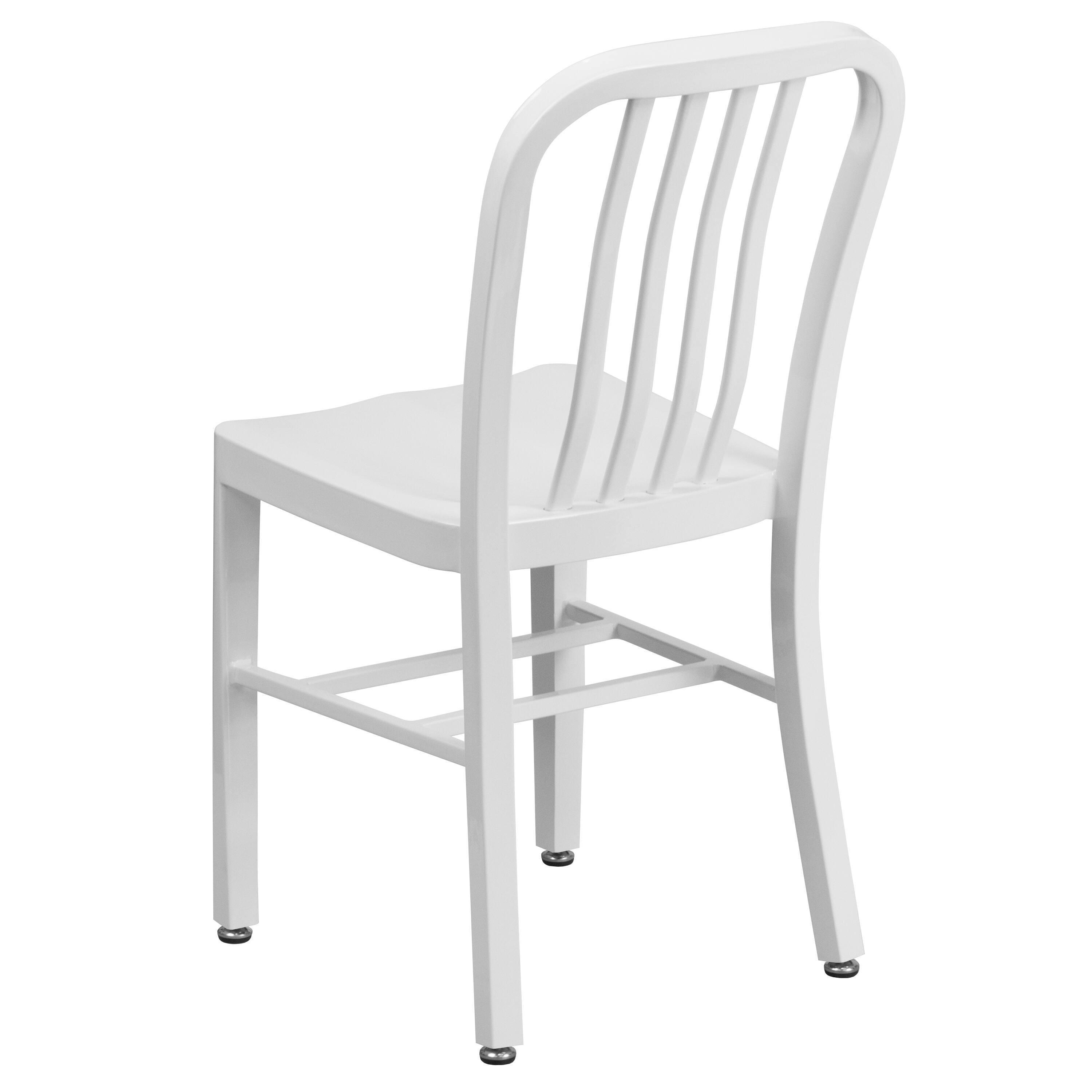 Alt View 5. Emma + Oliver - Commercial Grade Colorful Metal Indoor-Outdoor Chair - White.