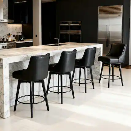 Front. Dyonery - Dyonery Counter Height Bar Stools Set of 4, Modern Swivel Barstools with Back and Wood Legs,26" H Kitchen Counter Stools - Black.