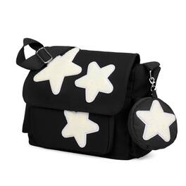 Vulpecula Spade - Messenger Bag,Canvas Messenger Bag with Star Purse,Crossbody Bag for Women - Black