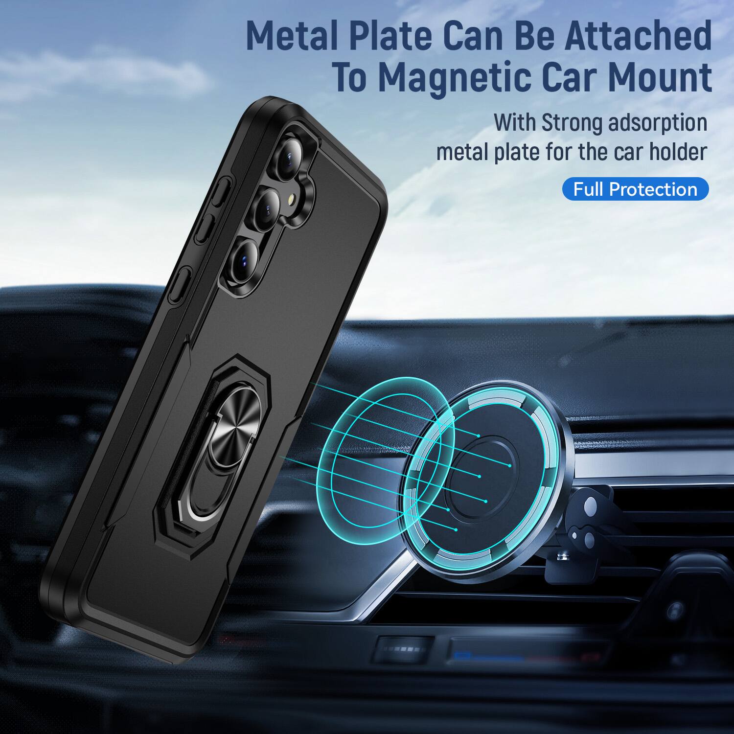 Metal Plate Can Be Attached To Magnetic Car Mount

With Strong adsorption metal plate for the car holder

Full Protection