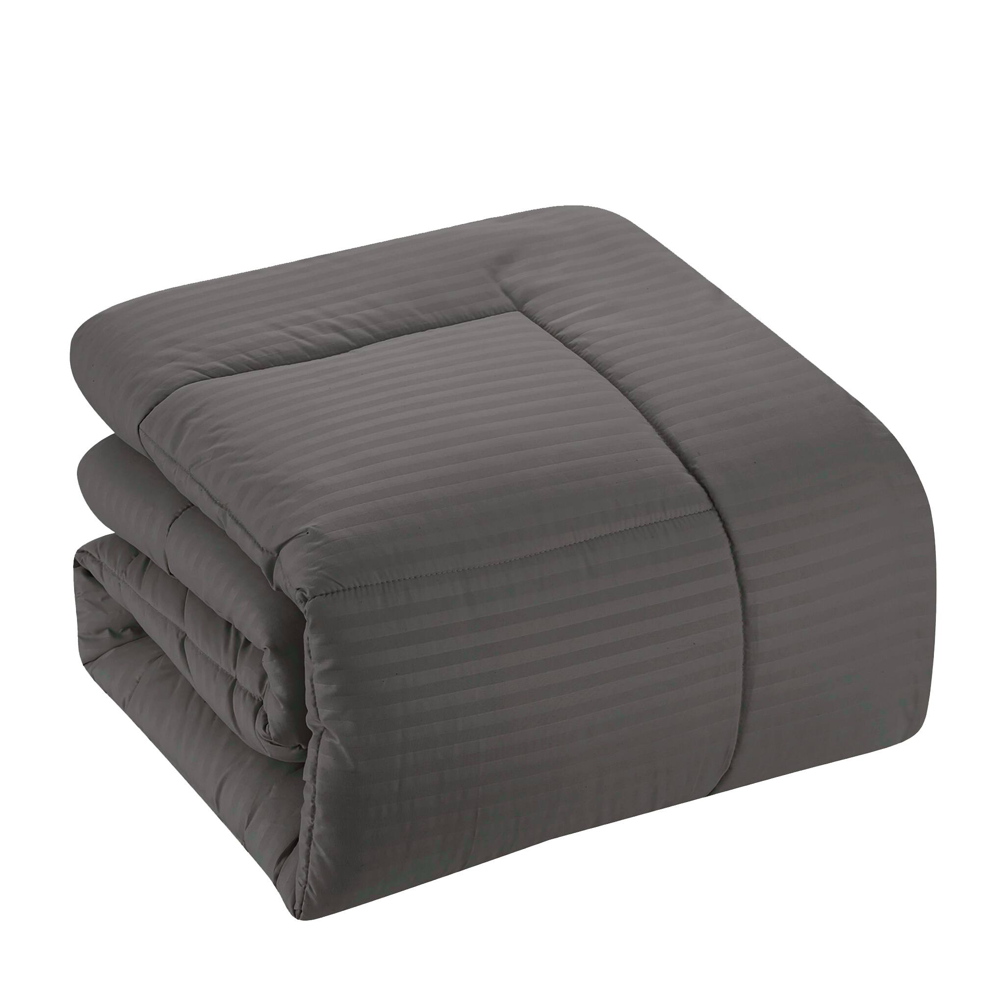 Left. Sweet Home Collection - 6 Piece Embossed Dobby Stripe Bed in a Bag All Season Complete Set with Sheets - Twin - Gray.