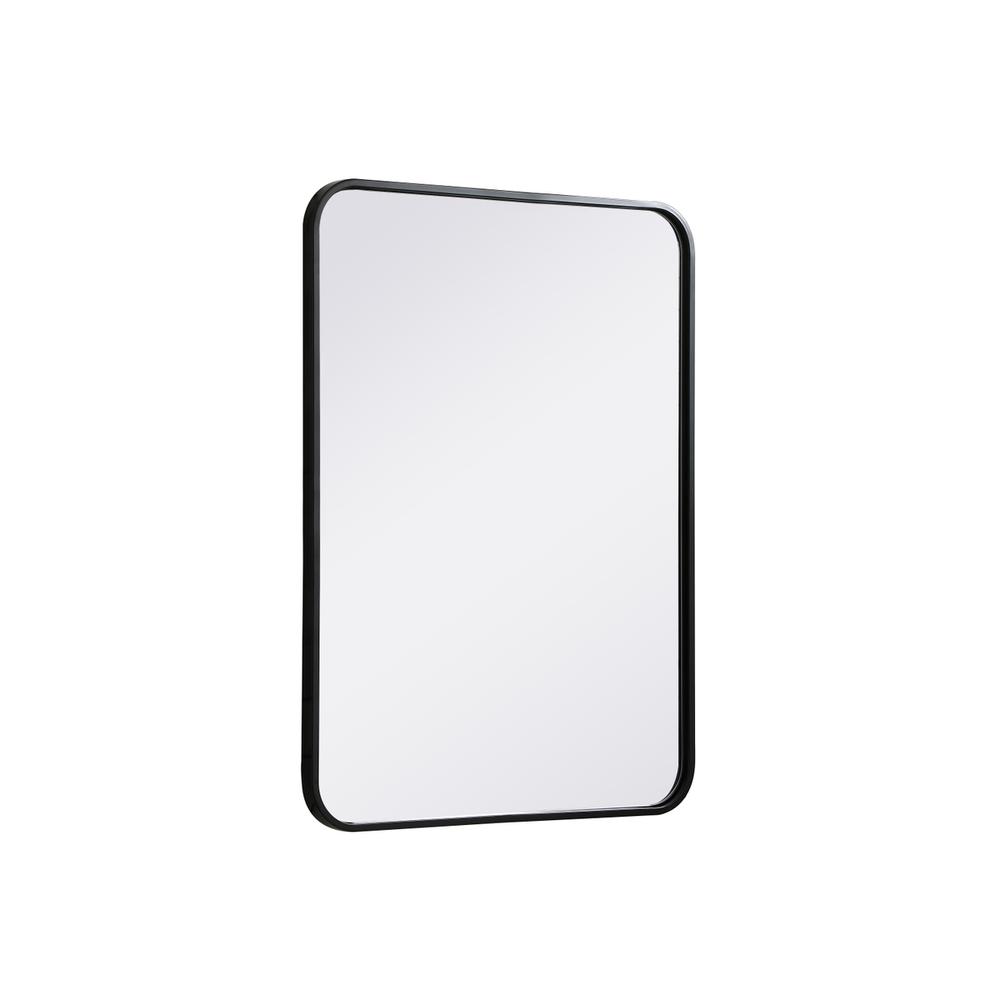 Alt View 1. Elegant Decor - Soft corner metal rectangular mirror 22x30 inch in Black - Black.