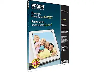 EPSON
EXCEED YOUR VISION
Premium Photo Paper GLOSSY
Papier photo haute qualité GLACÉ
50 sheets
8.5" x 11"
EPSON
