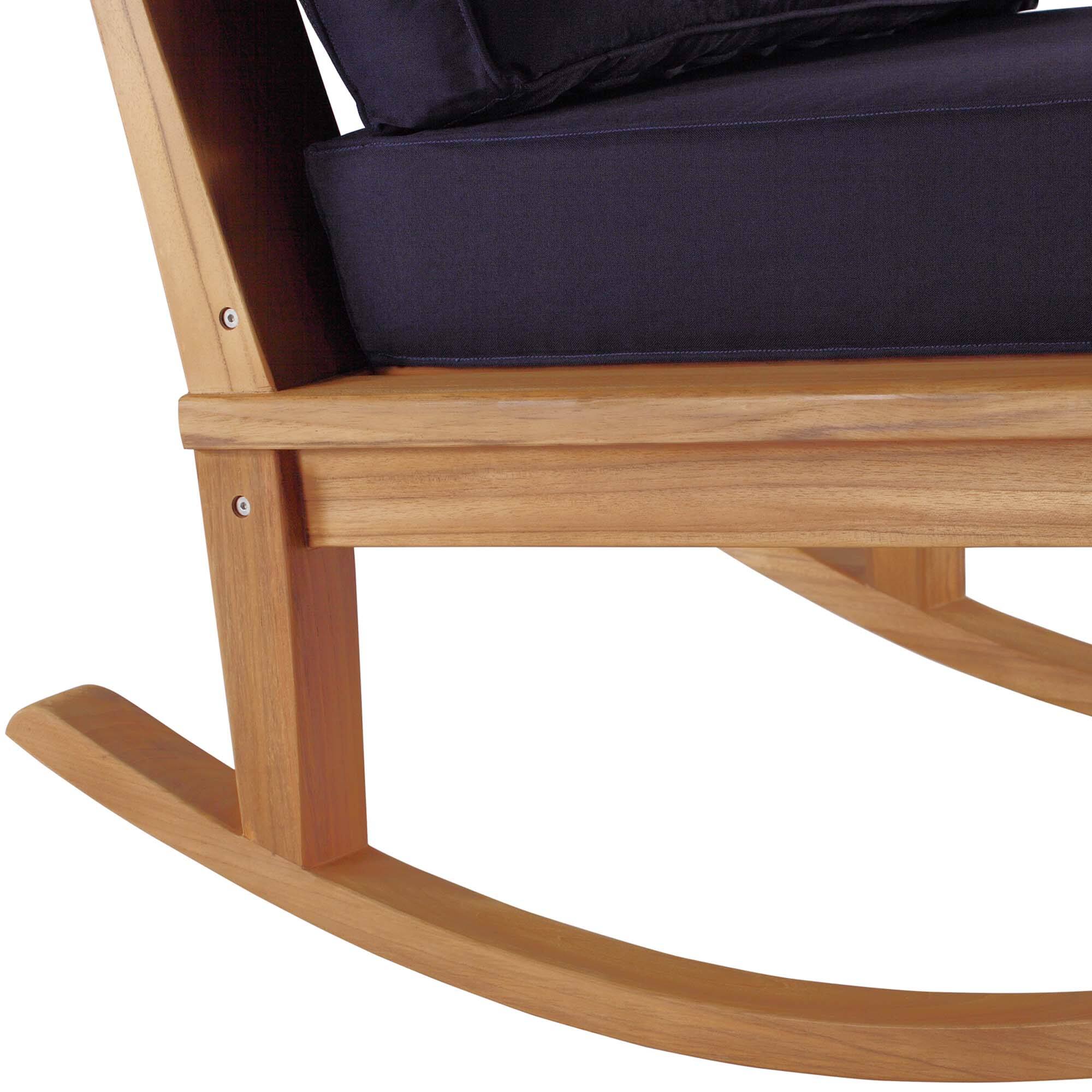 Alt View 4. Modway - Marina Outdoor Patio Teak Rocking Chair by Modway - Natural Navy.